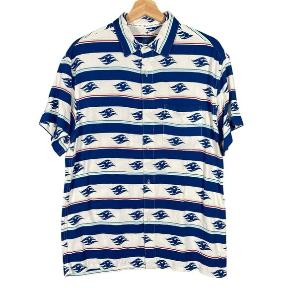 Disney Cruise Line Shirt Men's S Mickey Mouse Wave Print Short Sleeve Button Up - Picture 1 of 9